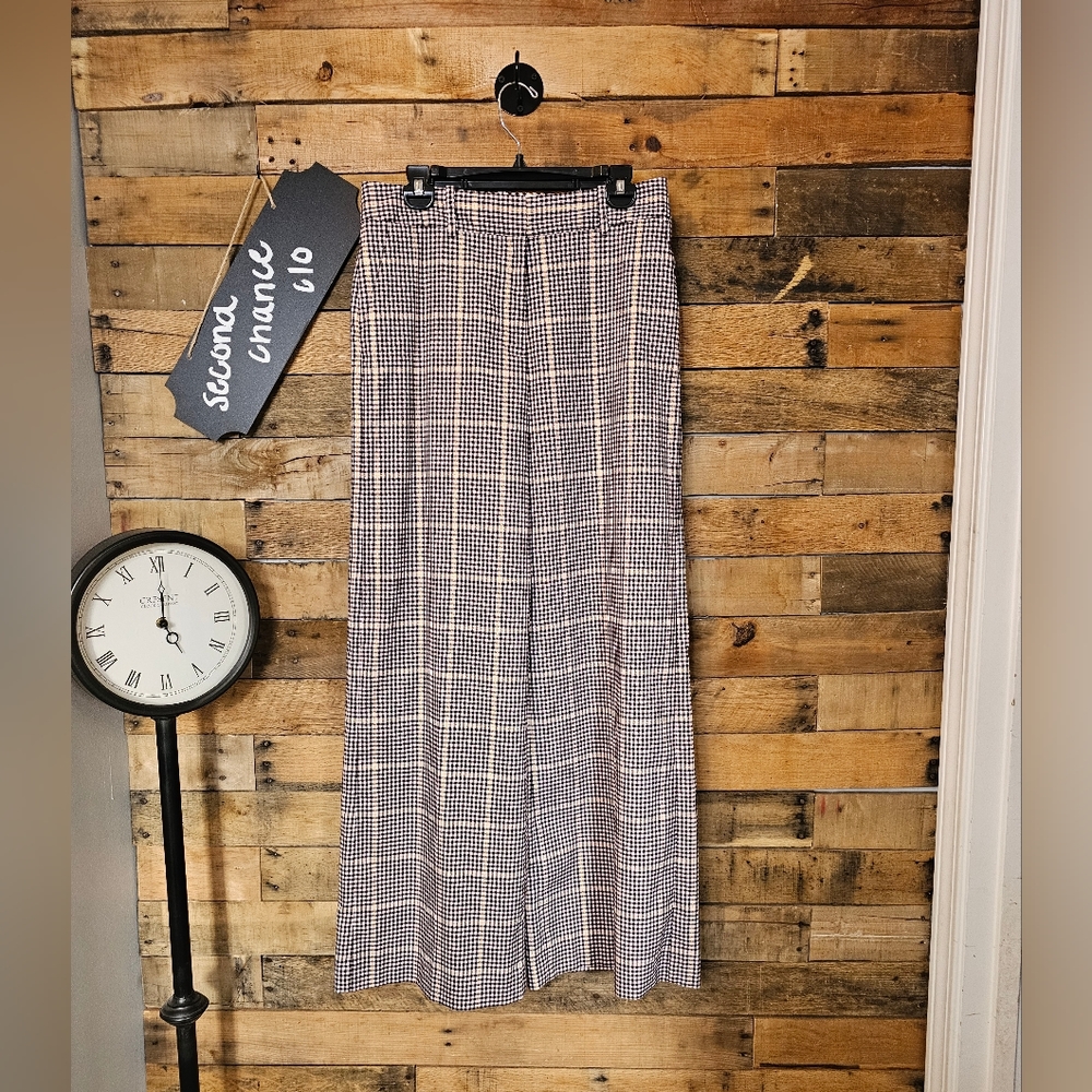 The Limited women's black ans white plaid high waisted wide leg pants size 8